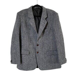 Harris‎ Tweed Mens Navy Gray Hand Woven Tweed Two Button Blazer Sport Jacket 42R